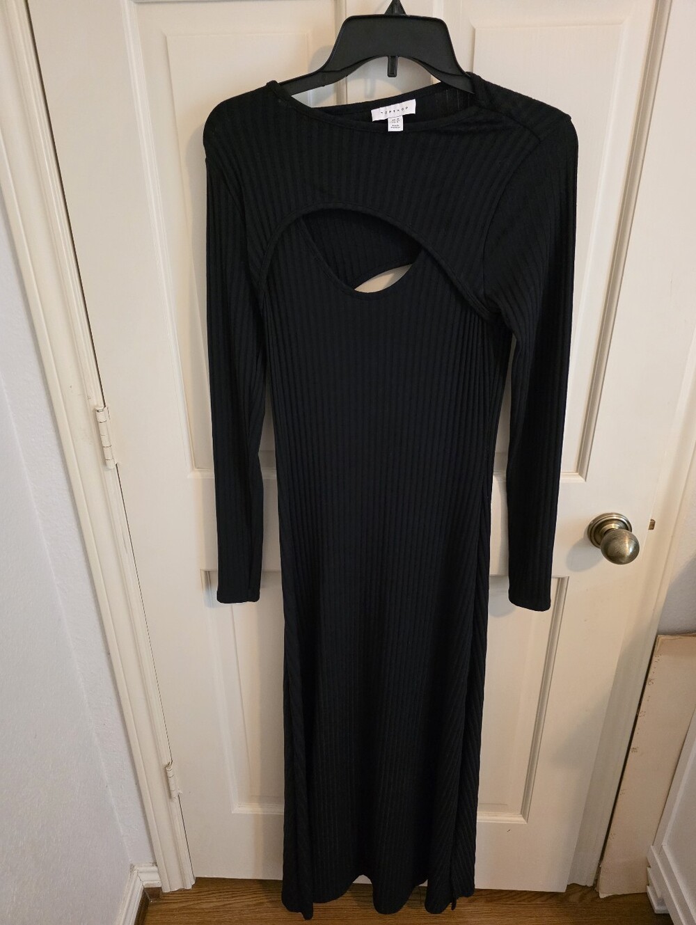 Topshop Long Ribbed Cutout Maxi Dress - Black